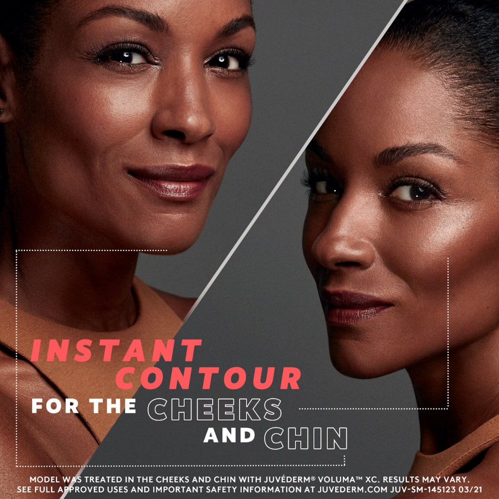 Instant contour for the cheeks and chin